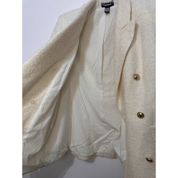 Express Women’s Blazer Wool Blend Double Breasted Button Up Lined Padded Cozy - Picture 4 of 7
